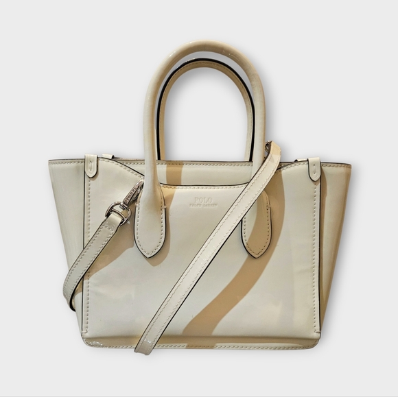 Polo Ralph Lauren Mini Sloane White/Cream Patent Leather Crossbody Bag
